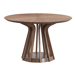 Bowery Hill Round Dining Table in Walnut Finish with Rubberwood Veneer