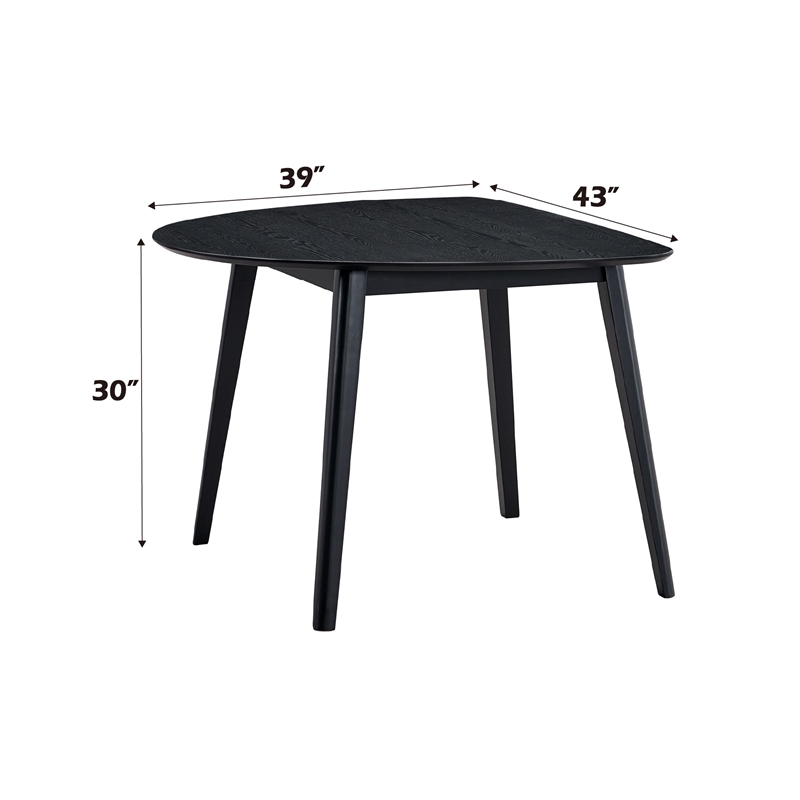 Bowery Hill Fixed Rectangular Dining Table in Black with Ash Veneer