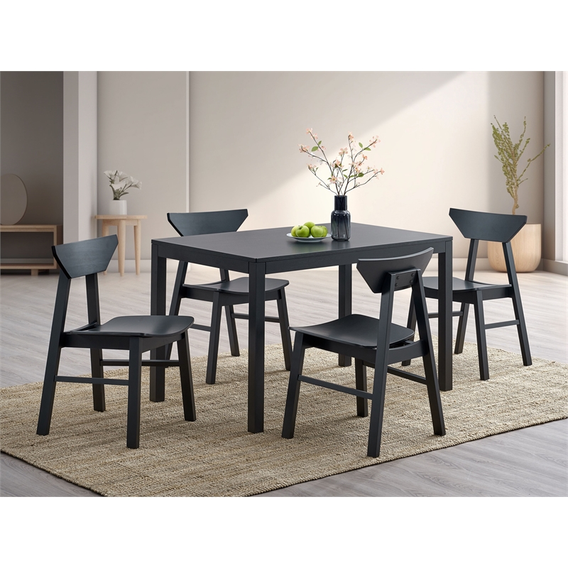 Bowery Hill Rubberwood Armless Side Chairs in Black (Set of 4)