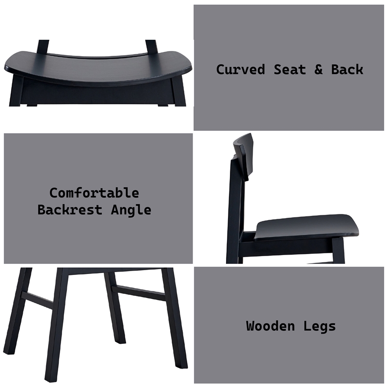 Bowery Hill Rubberwood Armless Side Chairs in Black (Set of 4)
