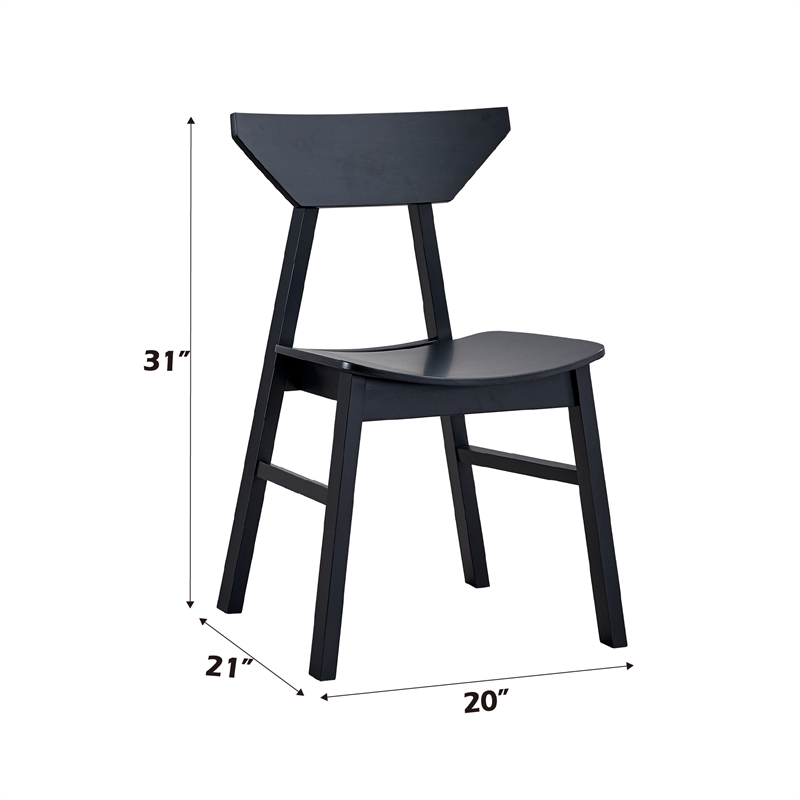 Bowery Hill Rubberwood Armless Side Chairs in Black (Set of 4)