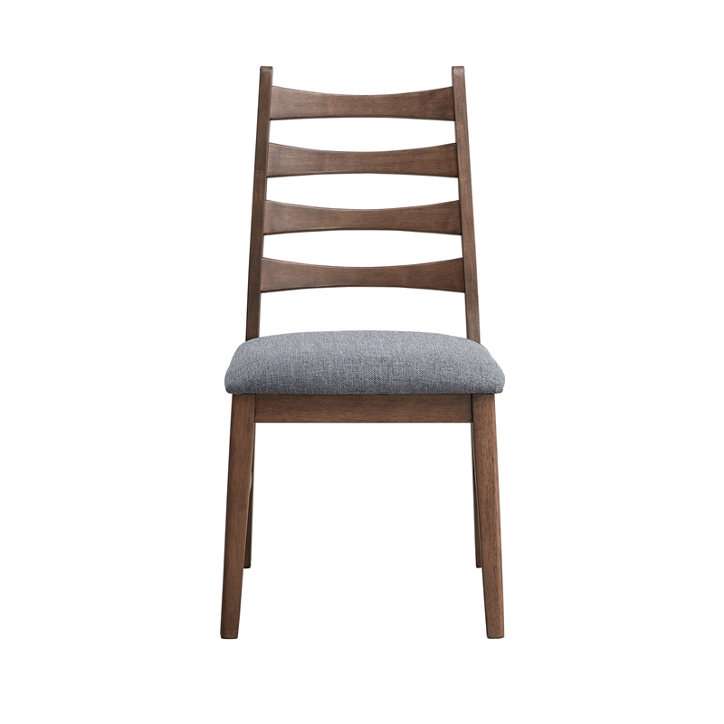 Bowery Hill Upholstered Side Chairs in Dark Gray and Walnut (Set of 2)