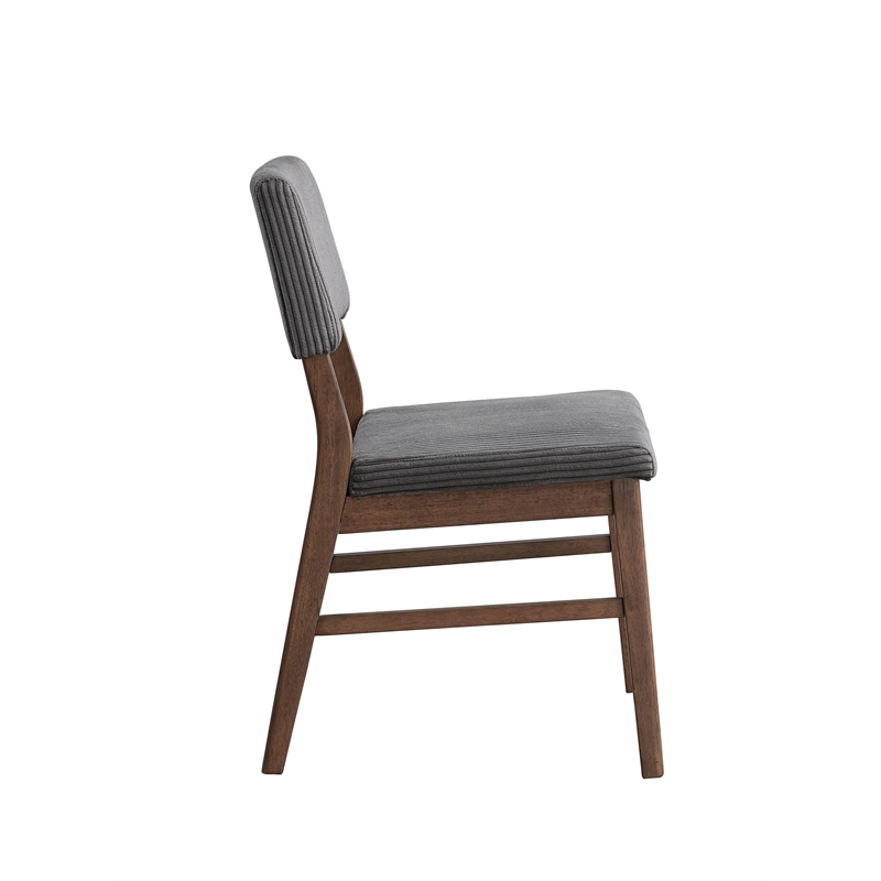 Bowery Hill Upholstered Side Chairs in Gray Corduroy and Walnut (Set of 2)