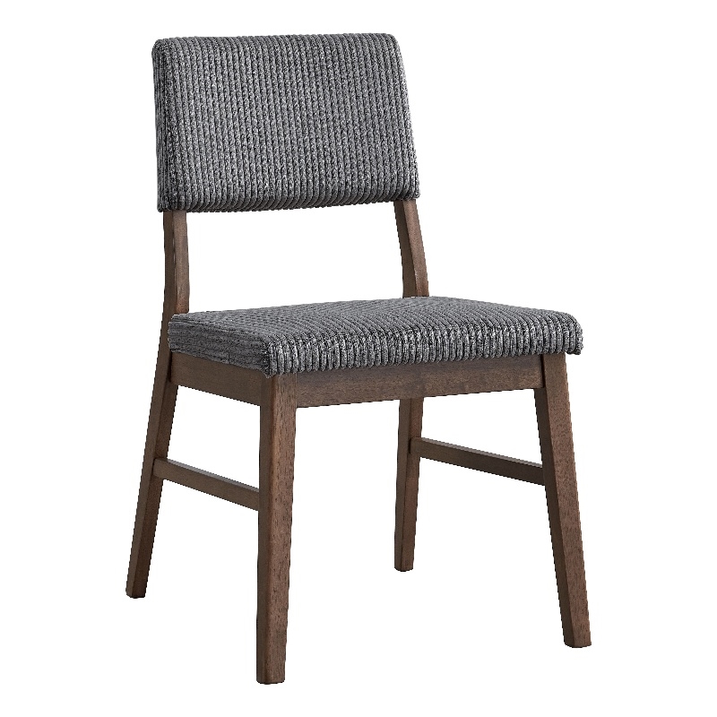 Bowery Hill Upholstered Side Chairs in Gray Corduroy and Walnut (Set of 2)