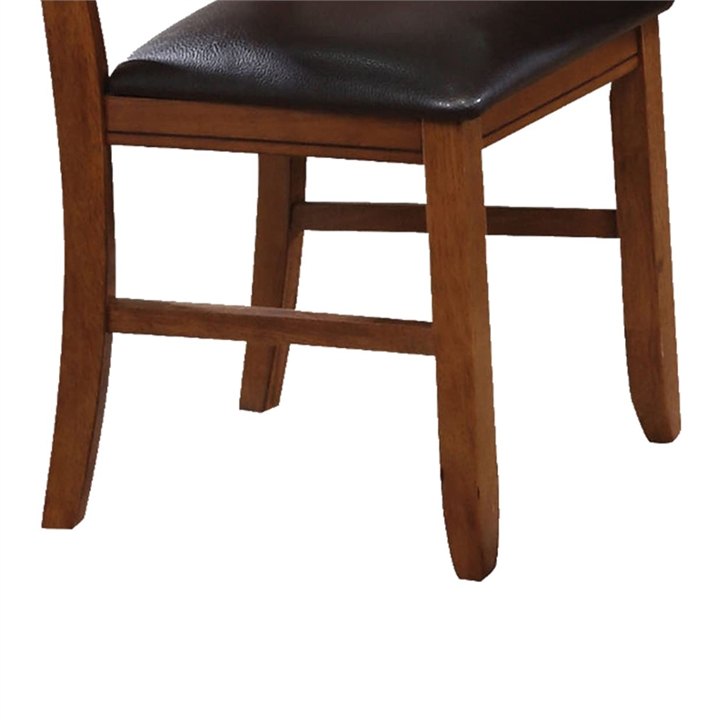Bowery Hill Dining Side Chair Set of 2 in Espresso Faux Leather and Walnut