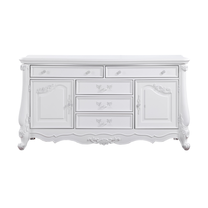 Bowery Hill 5-Drawer Rectangular Wood Dresser in Pure White