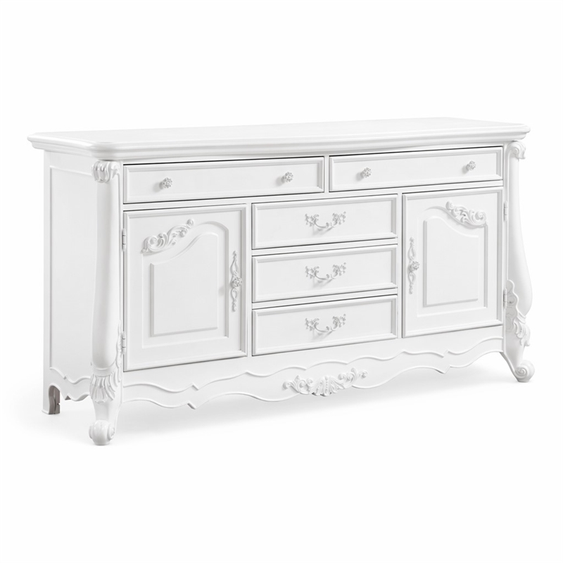 Bowery Hill 5-Drawer Rectangular Wood Dresser in Pure White