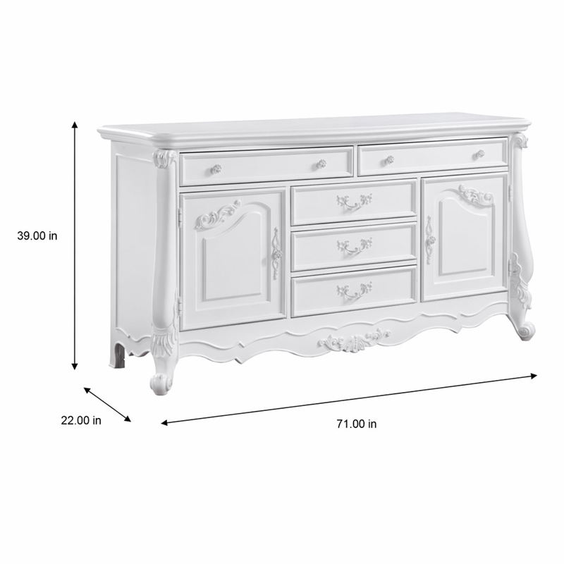 Bowery Hill 5-Drawer Rectangular Wood Dresser in Pure White