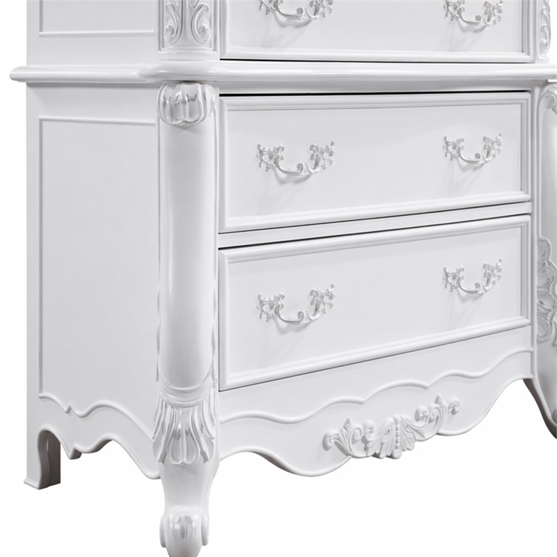 Bowery Hill 5-Drawer Transitional Wood Rectangular Chest in Pure White