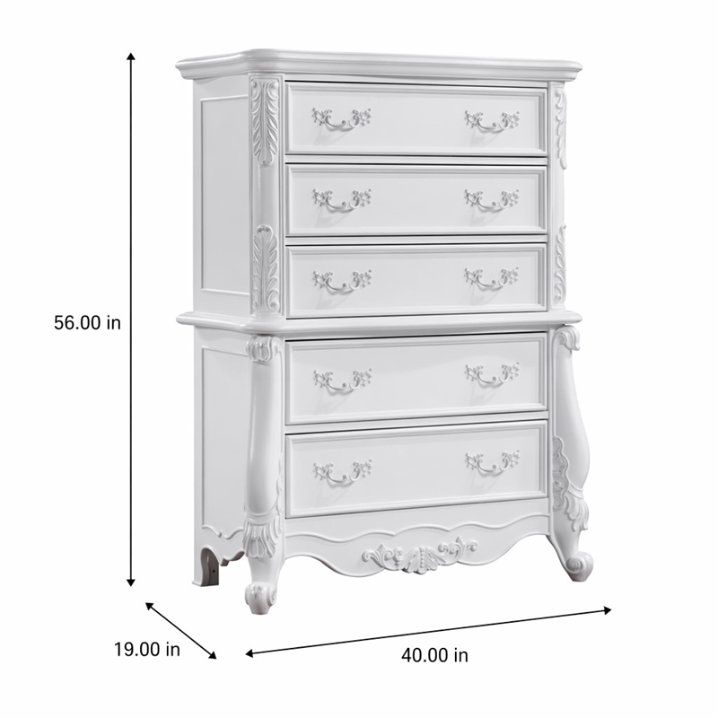 Bowery Hill 5-Drawer Transitional Wood Rectangular Chest in Pure White