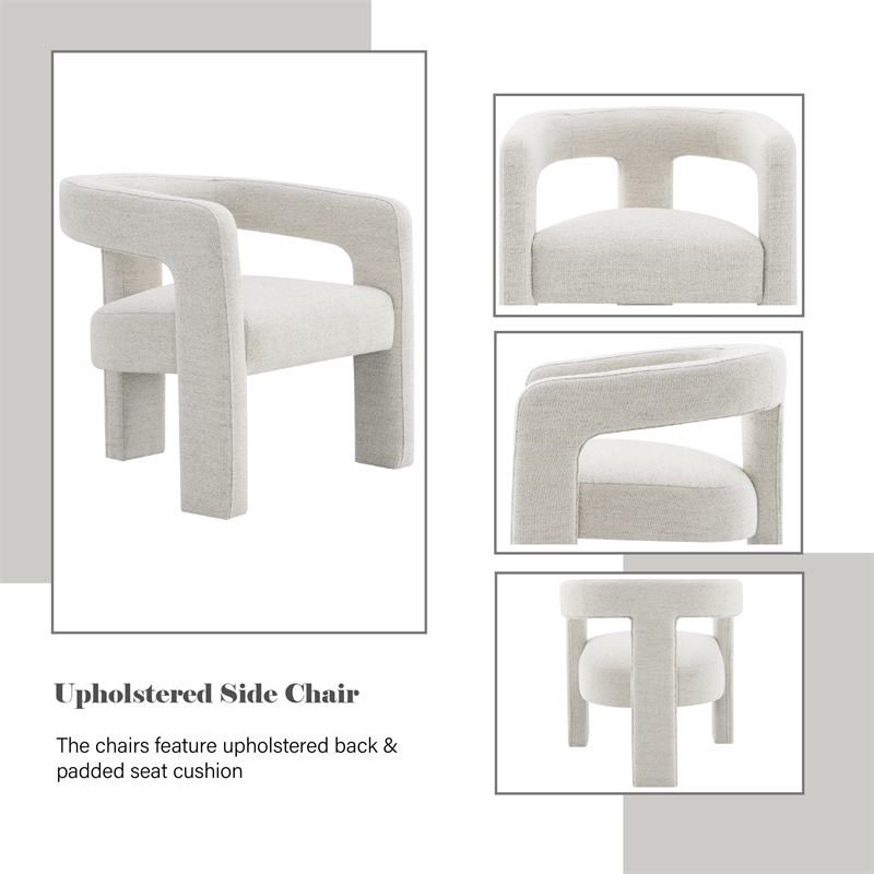 Bowery Hill Fabric Upholstered Side Chairs in Beige (Set of 2)