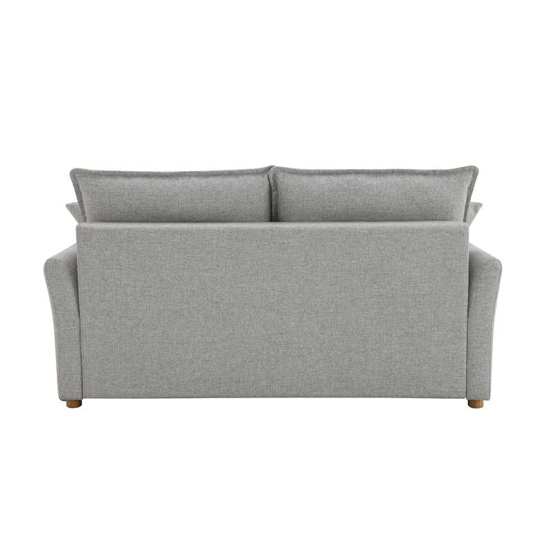 Bowery Hill Chenille Upholstered Sofa with Sleeper and 2 Pillows in Gray