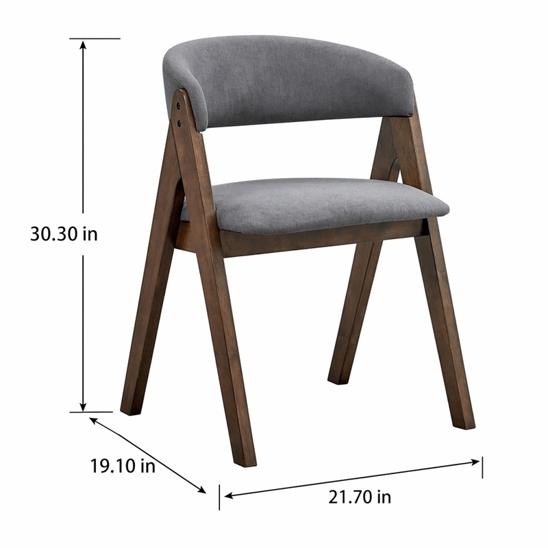 Bowery Hill Wood and Fabric Side Chairs in Walnut and Gray (Set of 2)