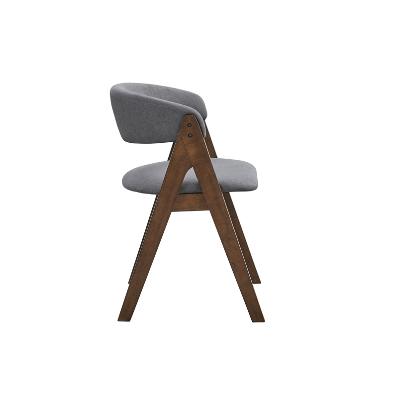 Bowery Hill Wood and Fabric Side Chairs in Walnut and Gray (Set of 2)