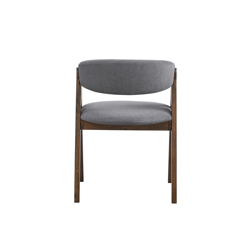 Bowery Hill Wood and Fabric Side Chairs in Walnut and Gray (Set of 2)
