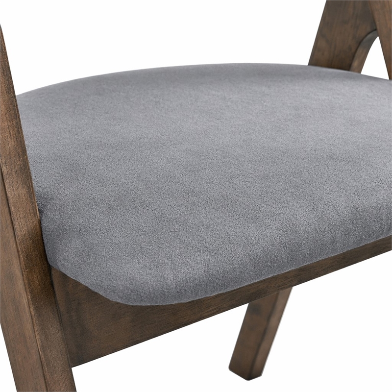 Bowery Hill Wood and Fabric Side Chairs in Walnut and Gray (Set of 2)