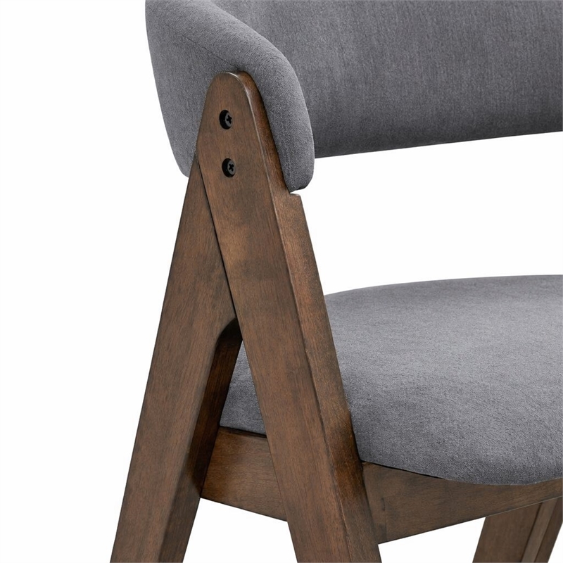 Bowery Hill Wood and Fabric Side Chairs in Walnut and Gray (Set of 2)