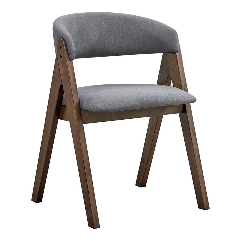 Bowery Hill Wood and Fabric Side Chairs in Walnut and Gray (Set of 2)