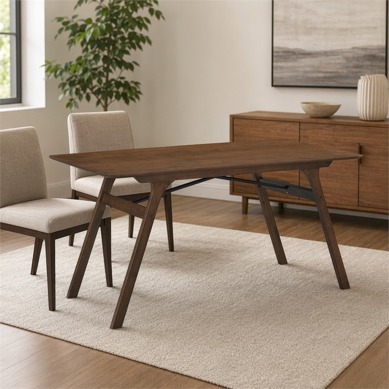 Bowery Hill Traditional Wood Rectangular Dining Table in Walnut Finish