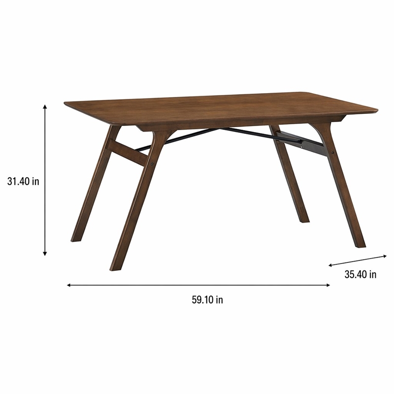 Bowery Hill Traditional Wood Rectangular Dining Table in Walnut Finish