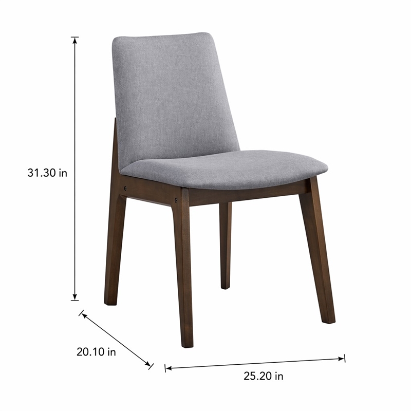 Bowery Hill Wood and Fabric Side Chairs in Walnut and Gray (Set of 2)