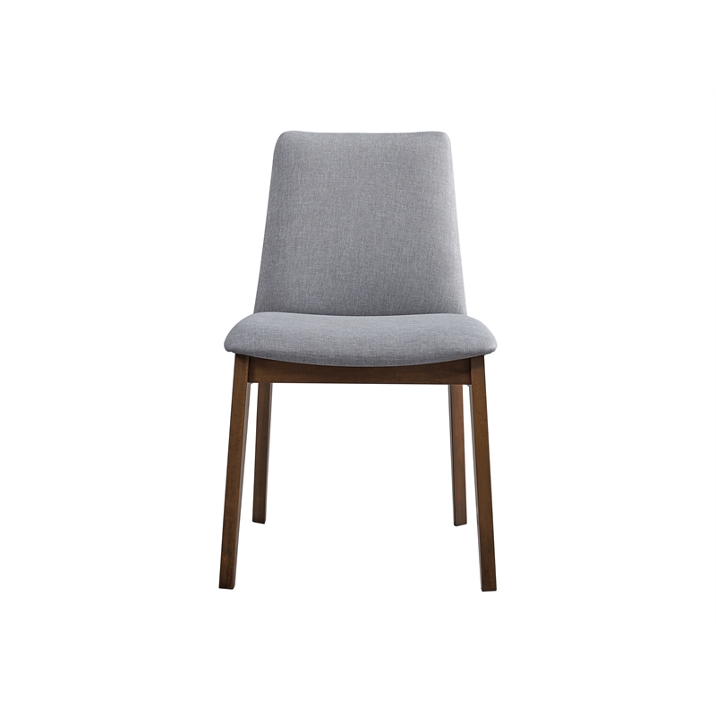 Bowery Hill Wood and Fabric Side Chairs in Walnut and Gray (Set of 2)