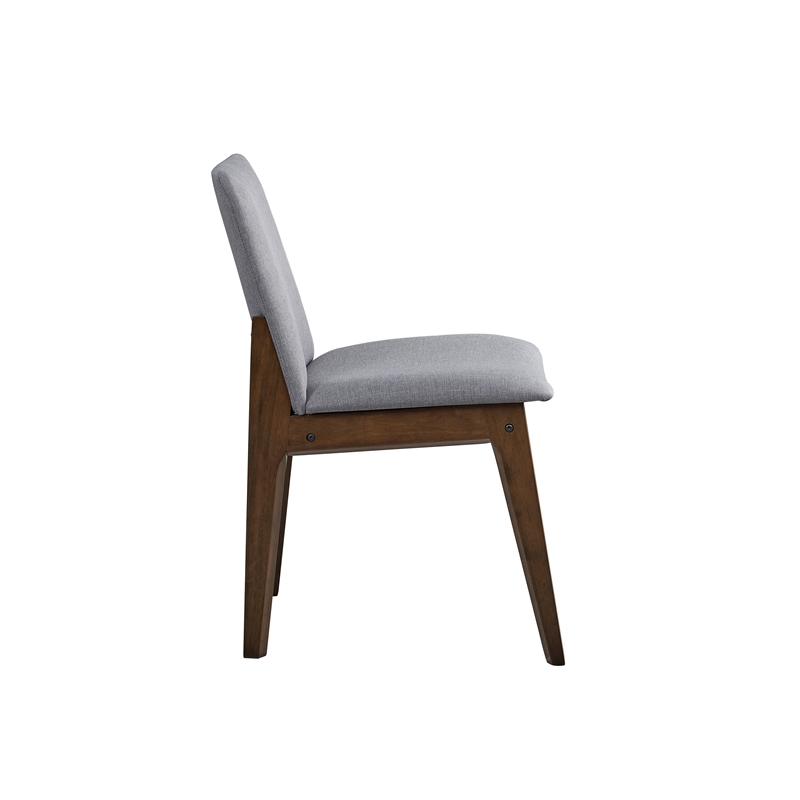 Bowery Hill Wood and Fabric Side Chairs in Walnut and Gray (Set of 2)