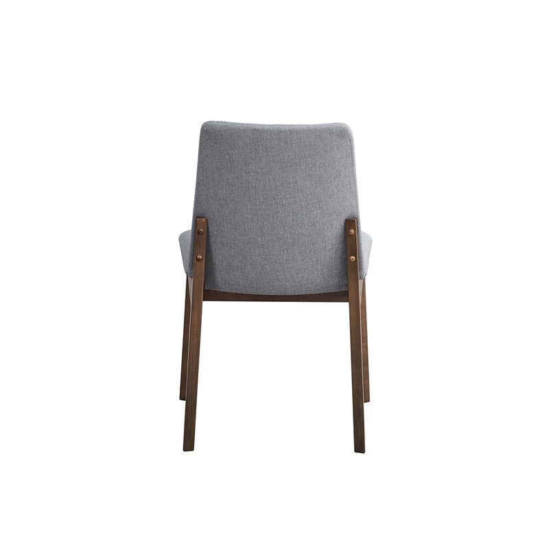 Bowery Hill Wood and Fabric Side Chairs in Walnut and Gray (Set of 2)