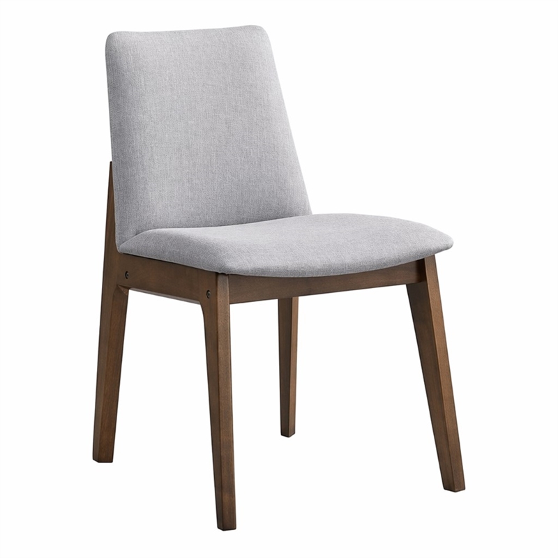 Bowery Hill Wood and Fabric Side Chairs in Walnut and Gray (Set of 2)