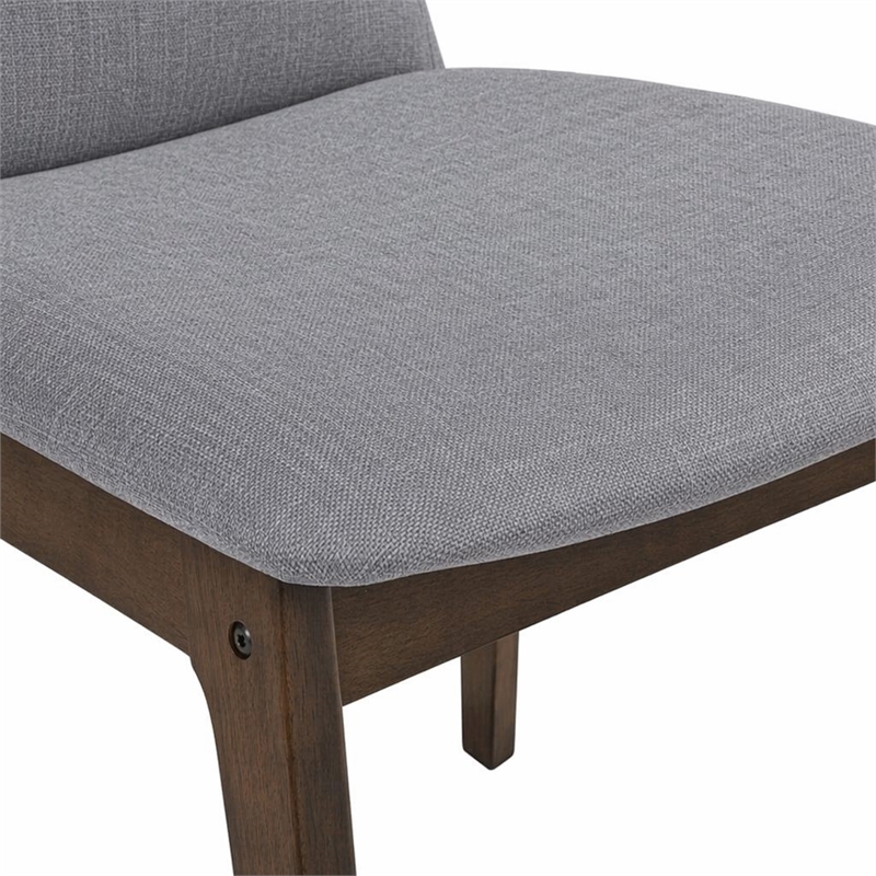 Bowery Hill Wood and Fabric Side Chairs in Walnut and Gray (Set of 2)