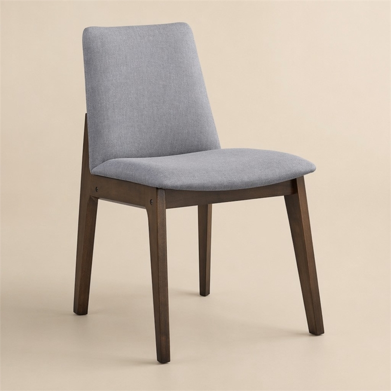 Bowery Hill Wood and Fabric Side Chairs in Walnut and Gray (Set of 2)