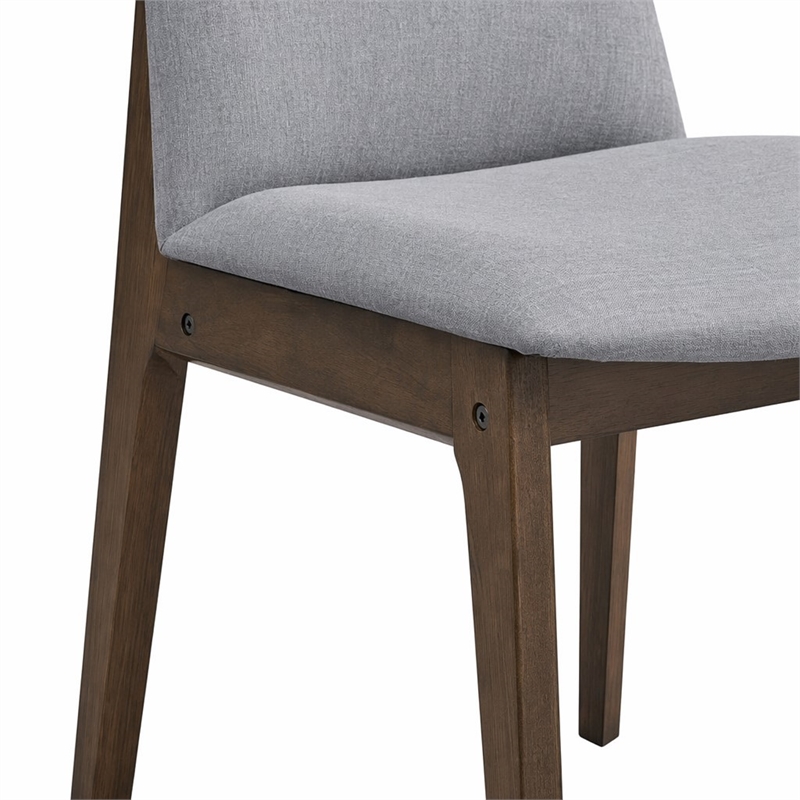 Bowery Hill Wood and Fabric Side Chairs in Walnut and Gray (Set of 2)