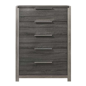 Bowery Hill 5-Drawer Wood Chest in Gray Transitional Design