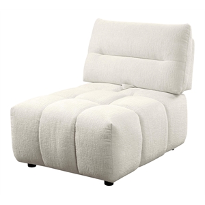 Bowery Hill Linen Fabric Upholstered Armless Chair in Beige with Foam Cushions