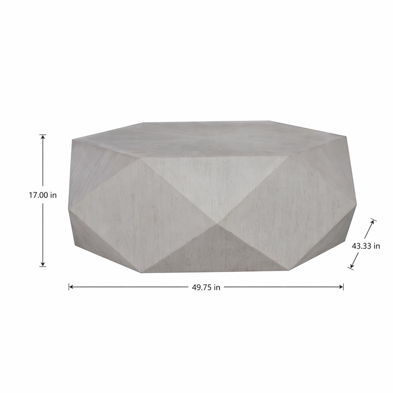 Bowery Hill Hexagonal Engineered Wood Coffee Table in Antique White