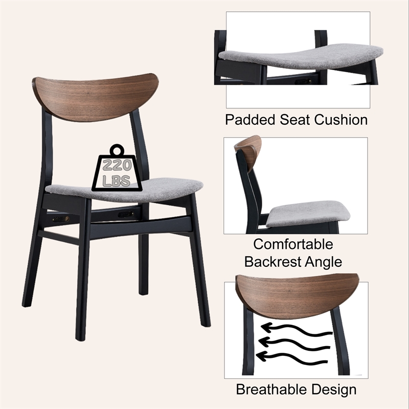 Bowery Hill Upholstered Side Chair in Gray and Black (Set of 2)