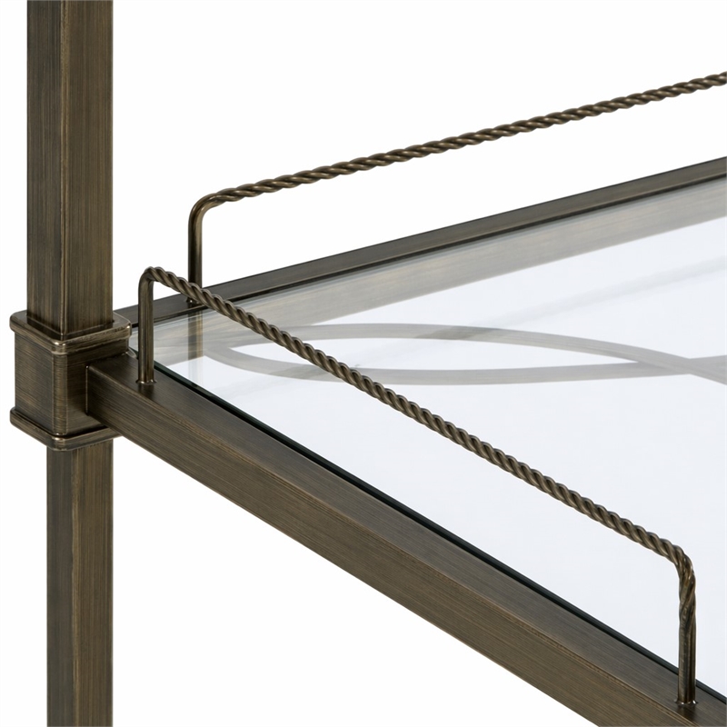 Bowery Hill Contemporary Metal Serving Cart in Antique Brass