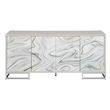 Bowery Hill Contemporary Console Cabinet with Marble Print in Neutral