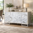 Bowery Hill Contemporary Console Cabinet with Marble Print in Neutral