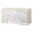 Bowery Hill Contemporary Console Cabinet with Marble Print in Neutral