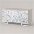 Bowery Hill Contemporary Console Cabinet with Marble Print in Neutral