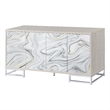 Bowery Hill Contemporary Console Cabinet with Marble Print in Neutral