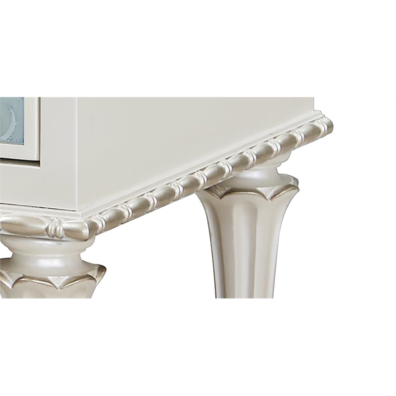 Bowery Hill Console Cabinet with Paisley-Print Doors in Pearl White/Blue
