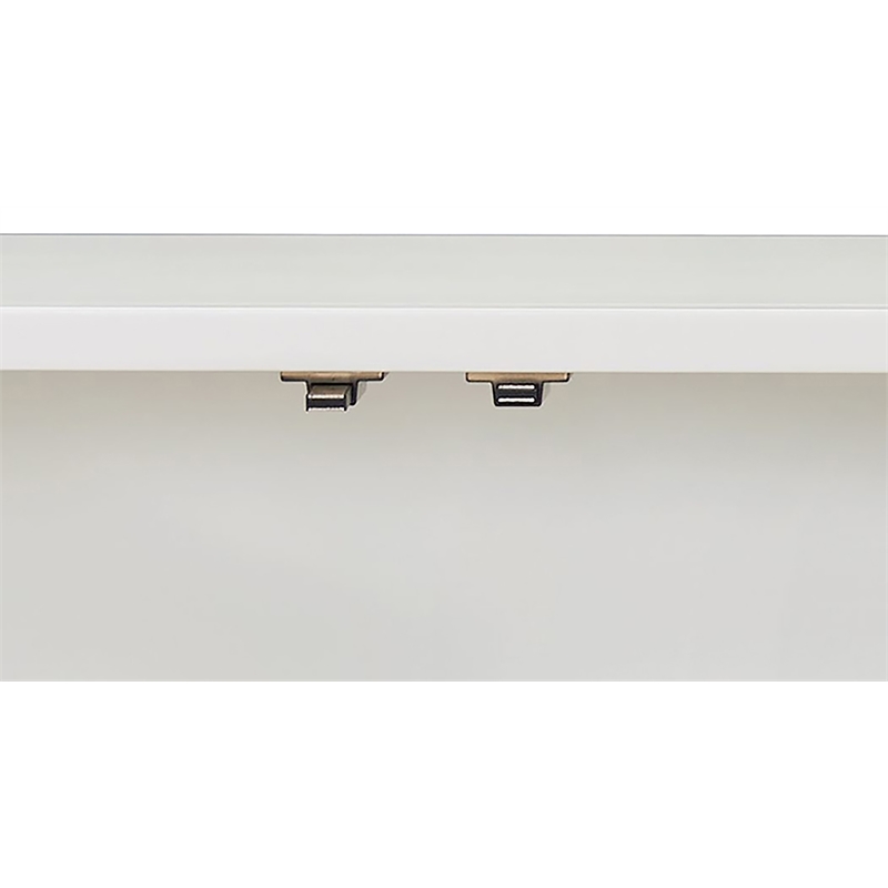 Bowery Hill Console Cabinet with Paisley-Print Doors in Pearl White/Blue