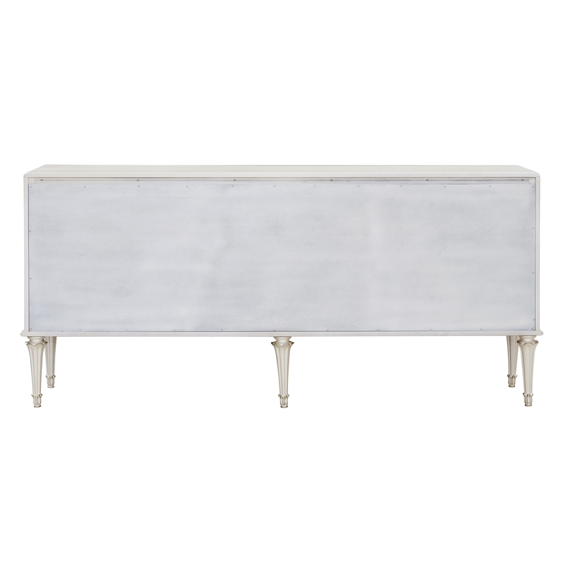 Bowery Hill Console Cabinet with Paisley-Print Doors in Pearl White/Blue