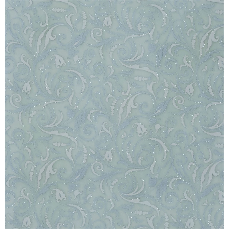 Bowery Hill Console Cabinet with Paisley-Print Doors in Pearl White/Blue