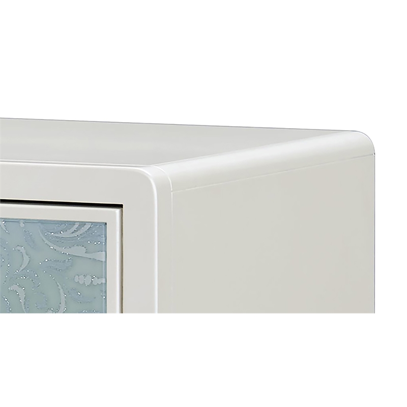 Bowery Hill Console Cabinet with Paisley-Print Doors in Pearl White/Blue
