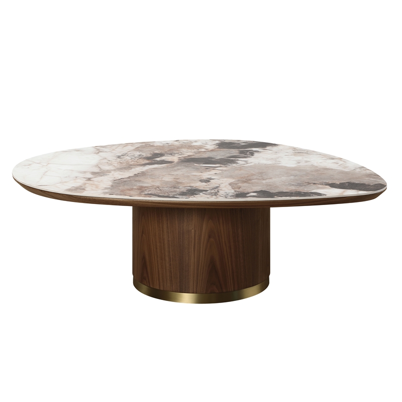 Bowery Hill Coffee Table with Ceramic Top and Walnut Finish