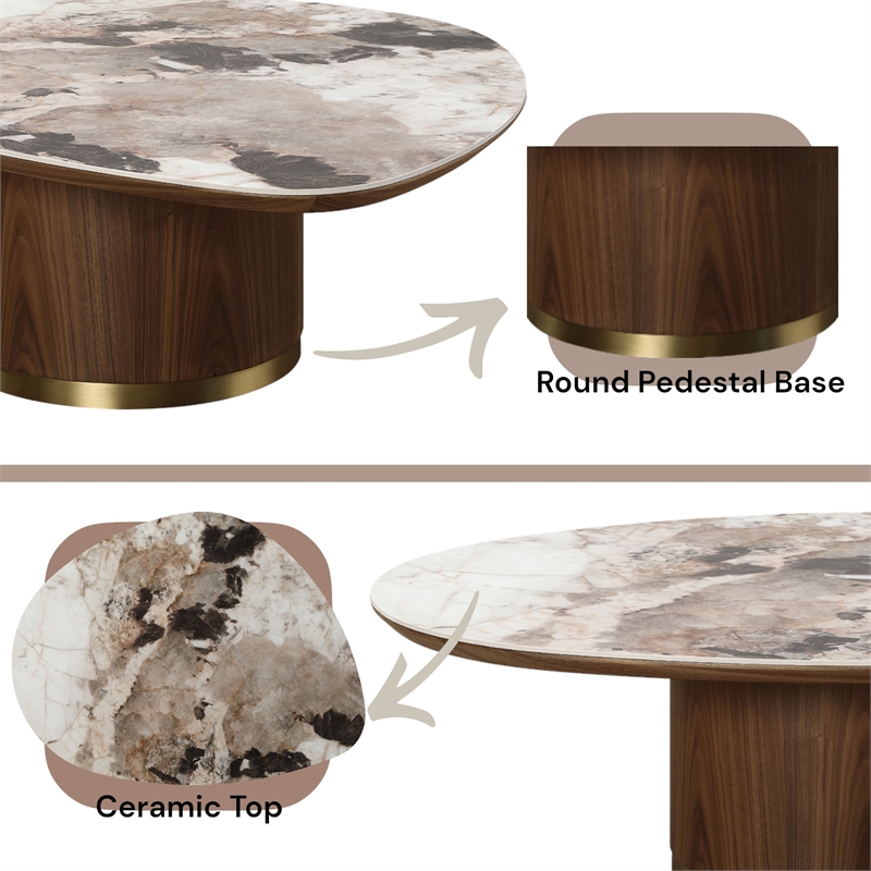 Bowery Hill Coffee Table with Ceramic Top and Walnut Finish