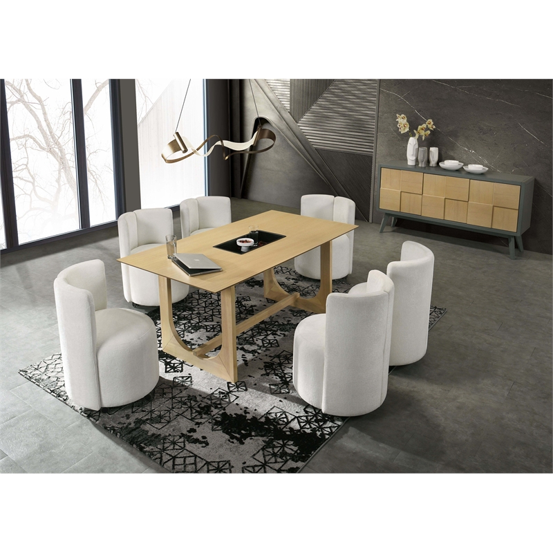Bowery Hill 3-Door Server in Rubberwood Light Gray and Natural Finish